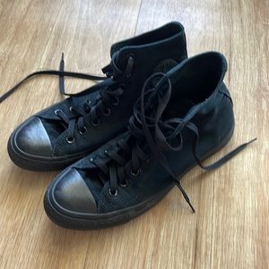 Mens All Black Converse High Tops, Size 8.5